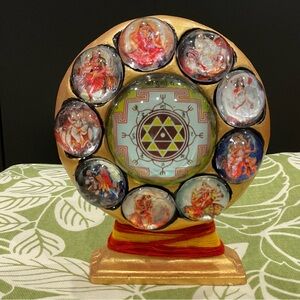 Decorative Circular Religious Plaque with Multicolor Design